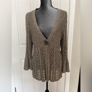 Tan and black Chunky Knit Cardigan Sweater jacket in size XL